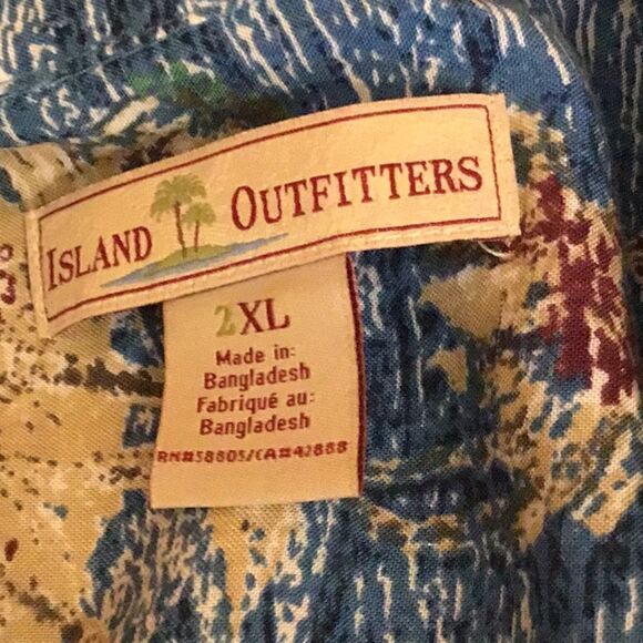 MENS tropical button front shirt in size 2 XL with palm trees - Picture 12 of 13